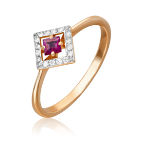 Кольцо из красного золота с рубином и бриллиантами 01-1508-00-107-1110-30