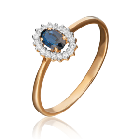 Кольцо из красного золота с сапфиром и бриллиантами 01-1509-00-105-1110-30