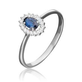 Кольцо из белого золота с сапфиром и бриллиантами 01-1509-00-105-1120-30
