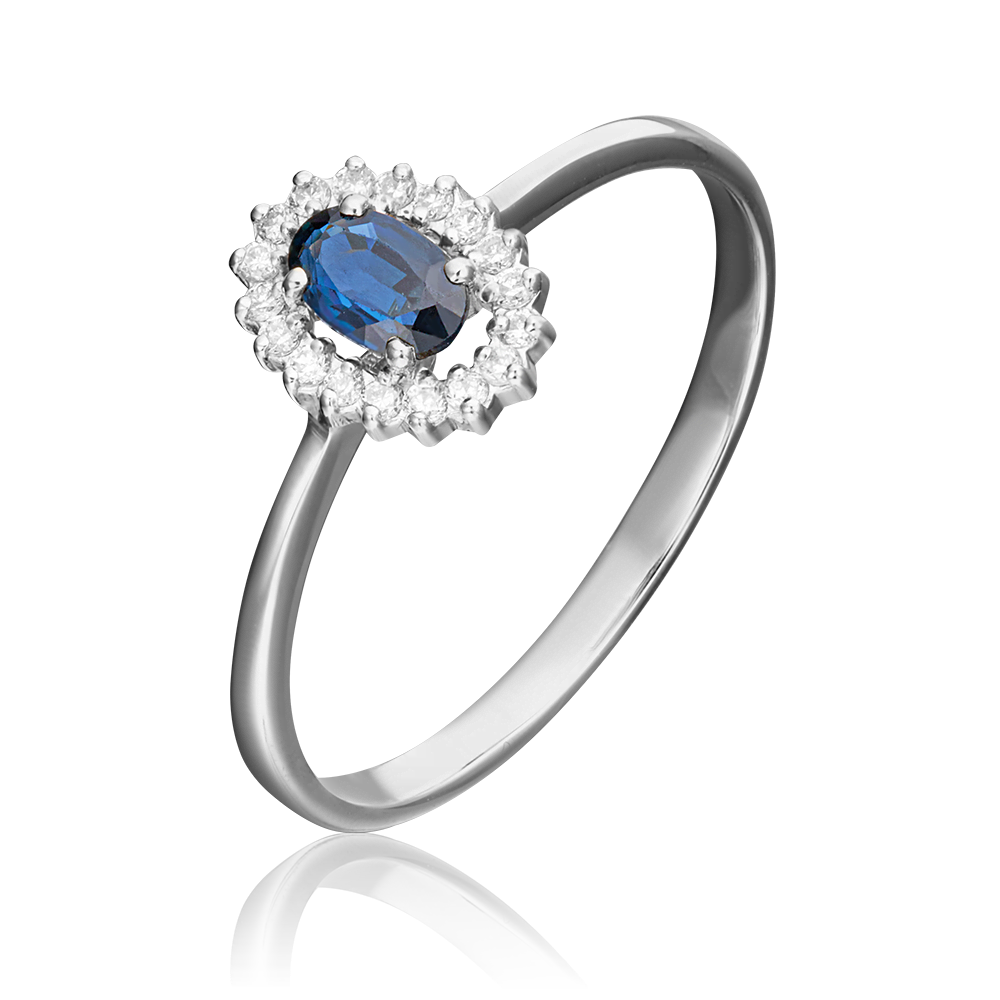 Кольцо из белого золота с сапфиром и бриллиантами 01-1509-00-105-1120-30