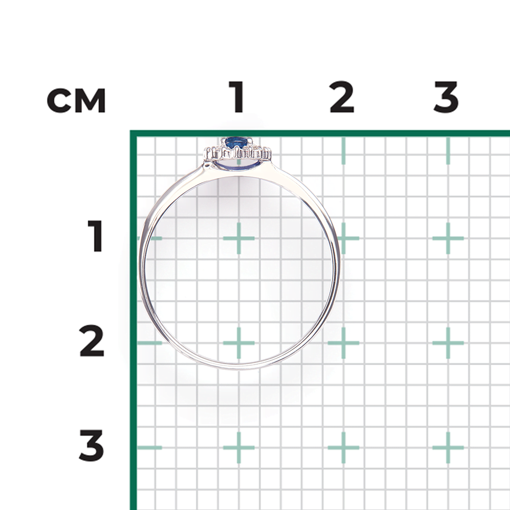 Кольцо из белого золота с сапфиром и бриллиантами 01-1509-00-105-1120-30