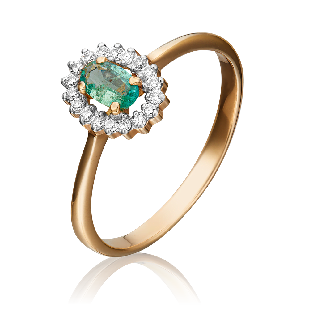 Кольцо из красного золота с изумрудом и бриллиантами 01-1509-00-106-1110-30