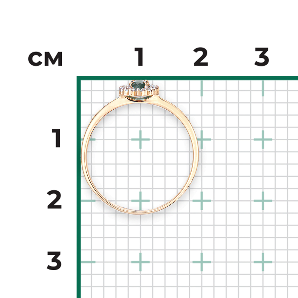 Кольцо из красного золота с изумрудом и бриллиантами 01-1509-00-106-1110-30