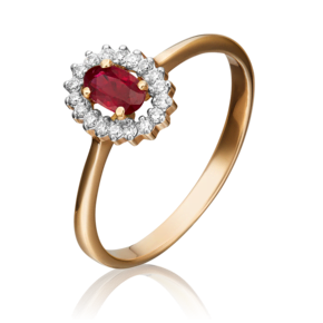Кольцо из красного золота с рубином и бриллиантами 01-1509-00-107-1110-30