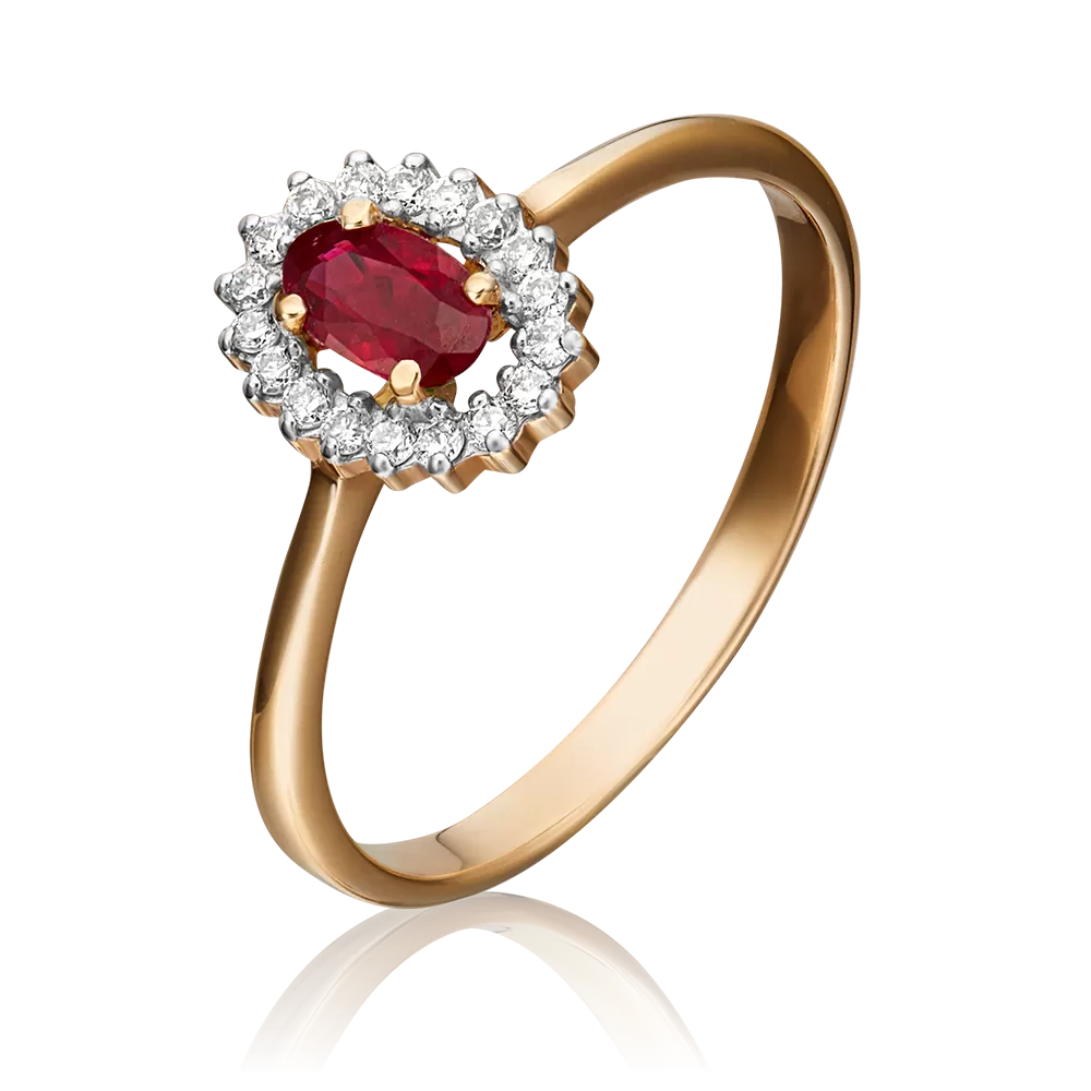 Кольцо из красного золота с рубином и бриллиантами 01-1509-00-107-1110-30