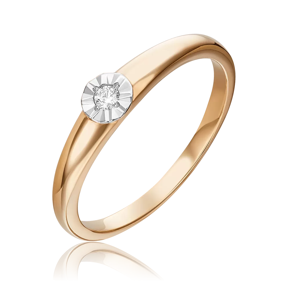 Кольцо из красного золота с бриллиантом 01-1510-00-101-1110-30