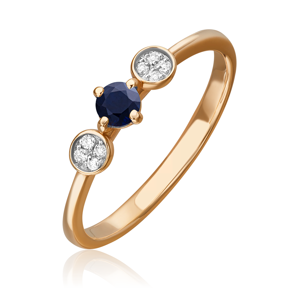 Кольцо из красного золота с сапфиром и бриллиантами 01-1511-00-105-1110-30