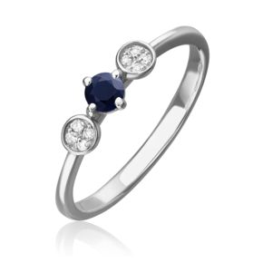 Кольцо из белого золота с сапфиром и бриллиантами 01-1511-00-105-1120-30