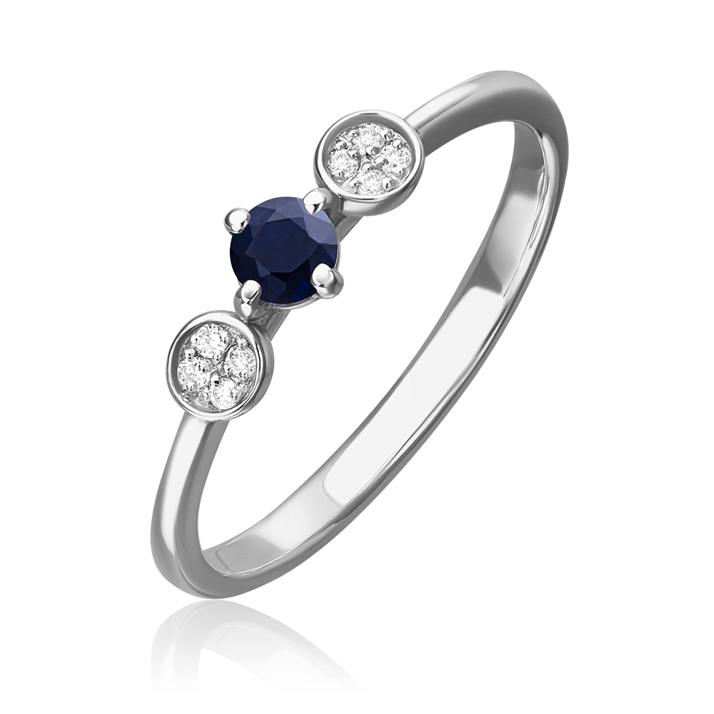 Кольцо из белого золота с сапфиром и бриллиантами 01-1511-00-105-1120-30