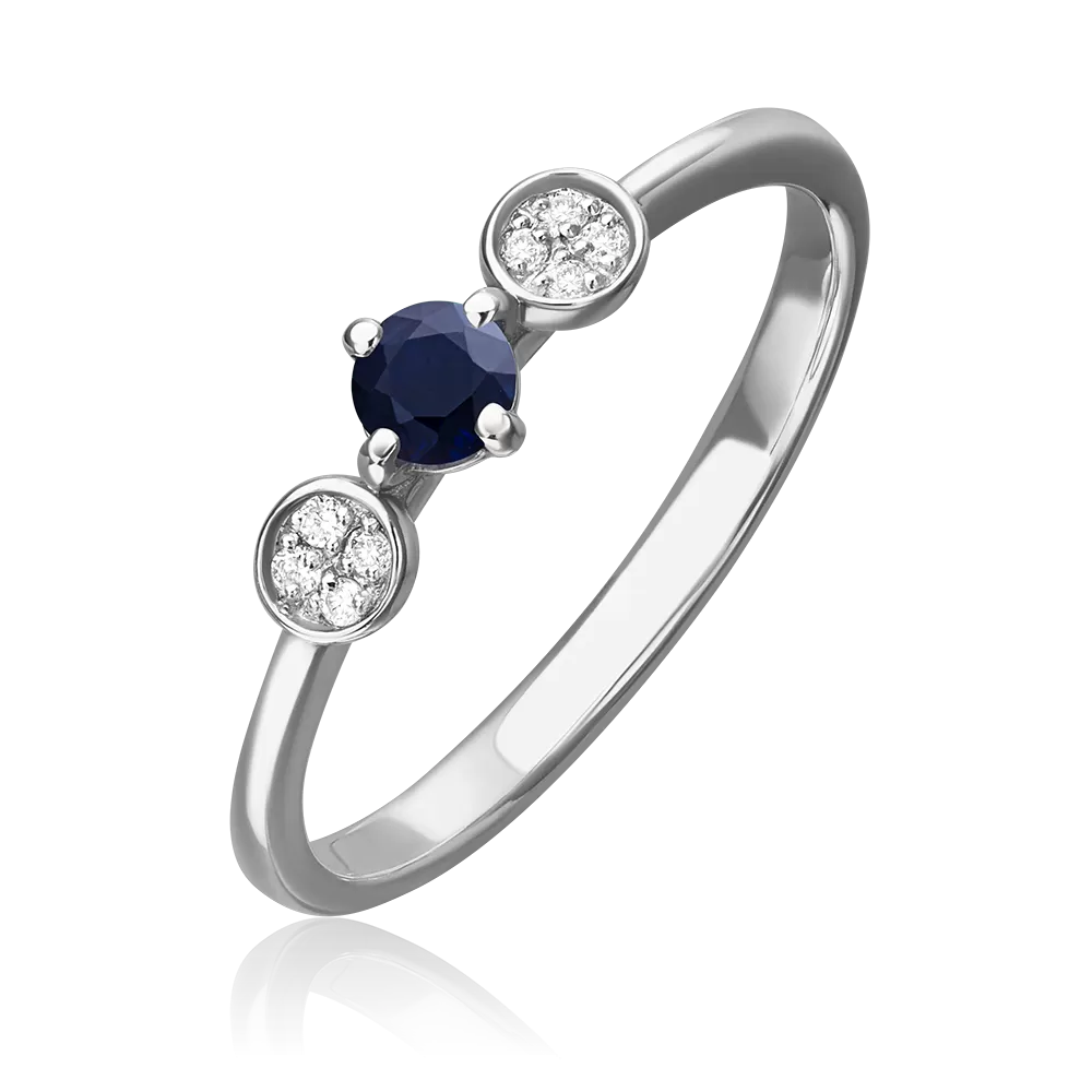 Кольцо из белого золота с сапфиром и бриллиантами 01-1511-00-105-1120-30