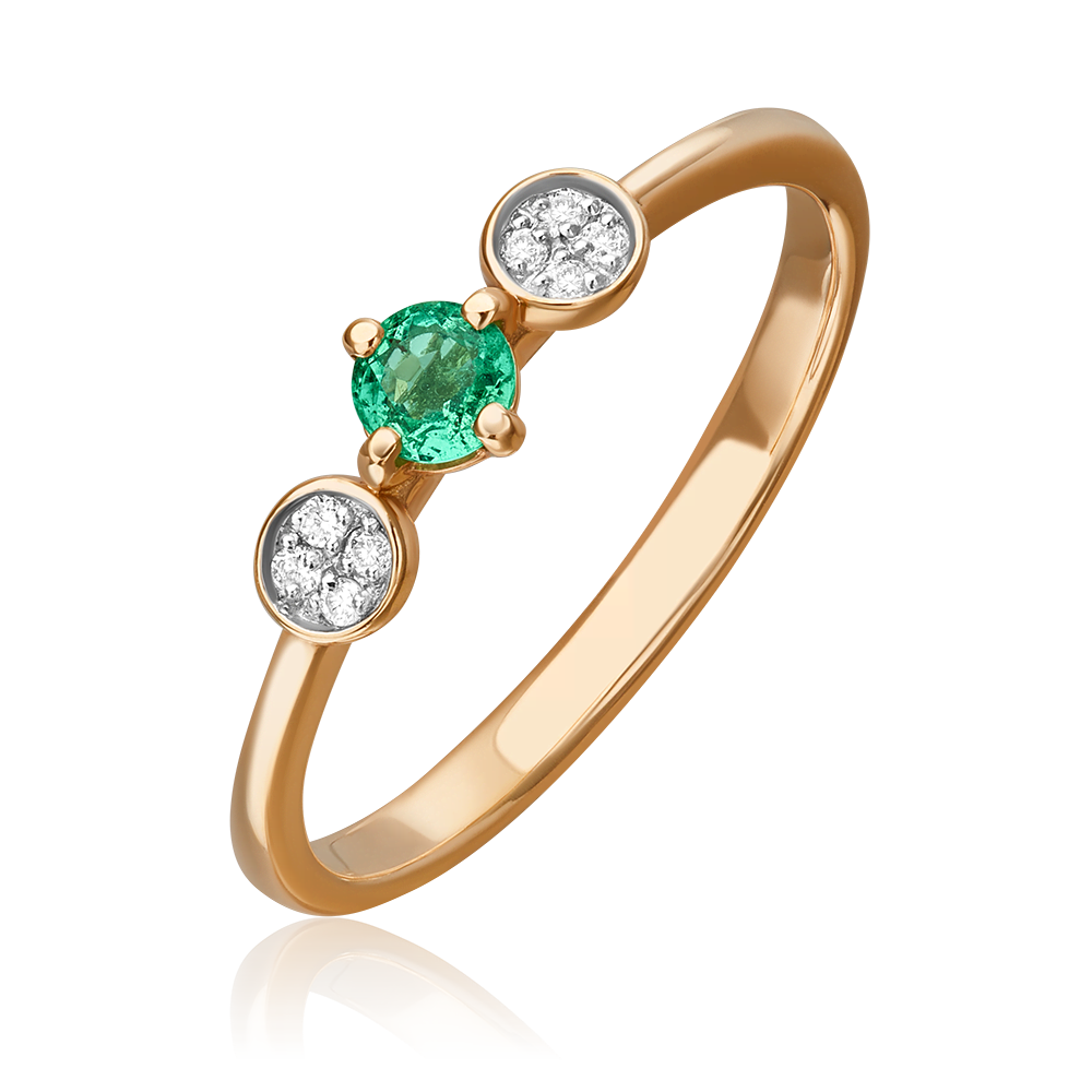Кольцо из красного золота с изумрудом и бриллиантами 01-1511-00-106-1110-30