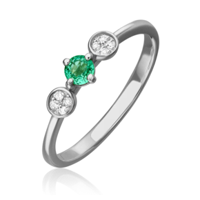 Кольцо из белого золота с изумрудом и бриллиантами 01-1511-00-106-1120-30