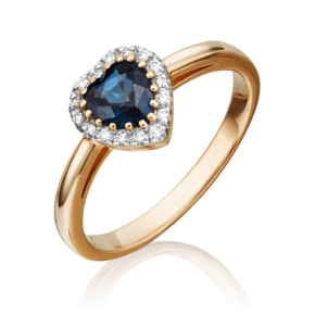 Кольцо из красного золота с сапфиром и бриллиантами 01-1512-00-105-1110-30