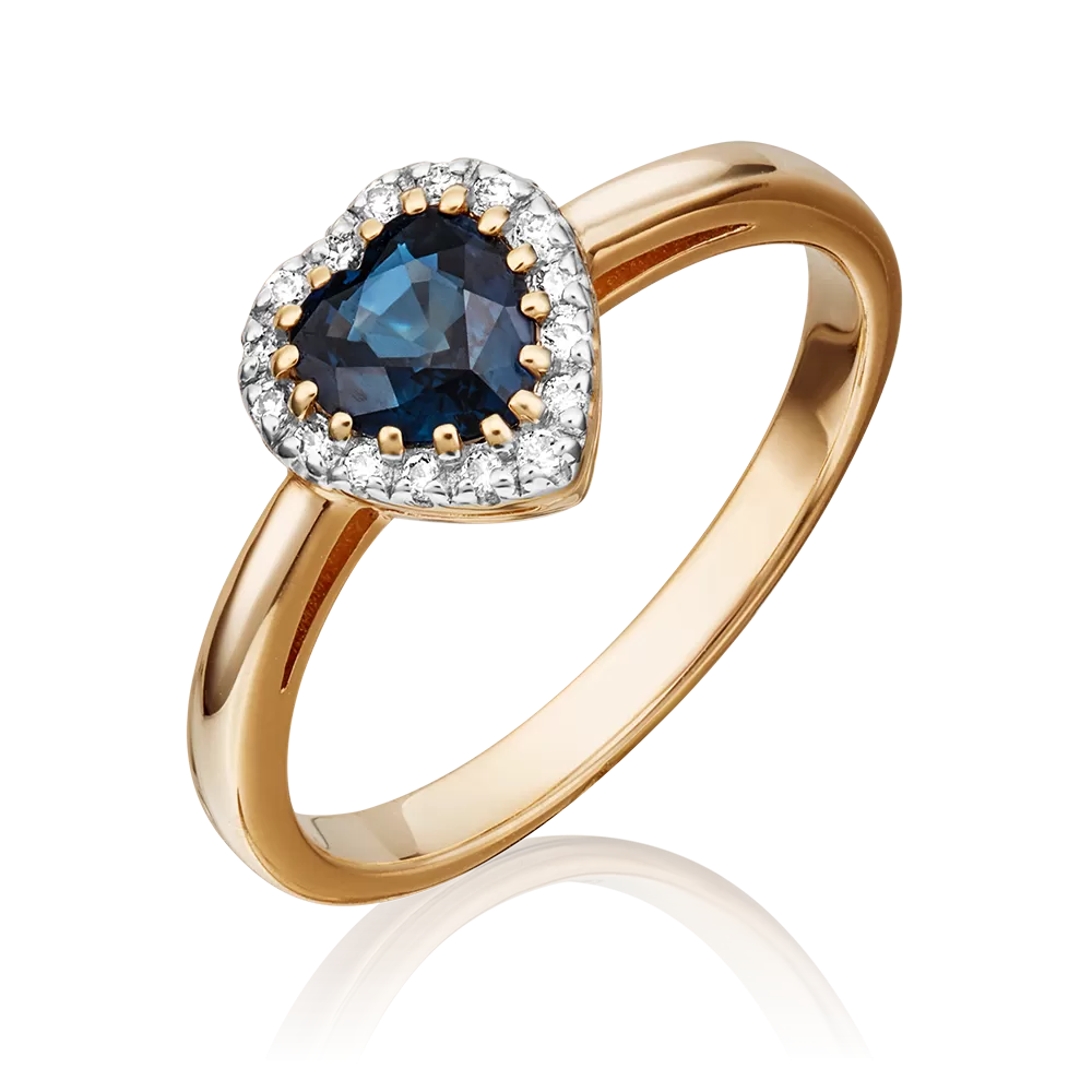 Кольцо из красного золота с сапфиром и бриллиантами 01-1512-00-105-1110-30