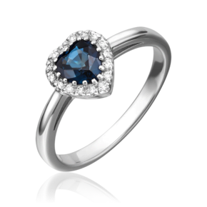Кольцо из белого золота с сапфиром и бриллиантами 01-1512-00-105-1120-30