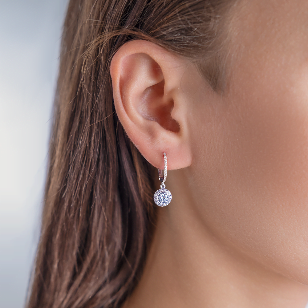 Серьги с английским замком из серебра с фианитами 02-0699-00-401-0200