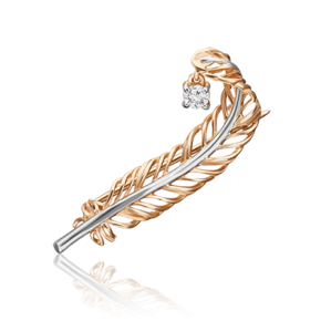 Брошь «Перо» из красного золота с фианитом 04-0240-00-401-1110-03