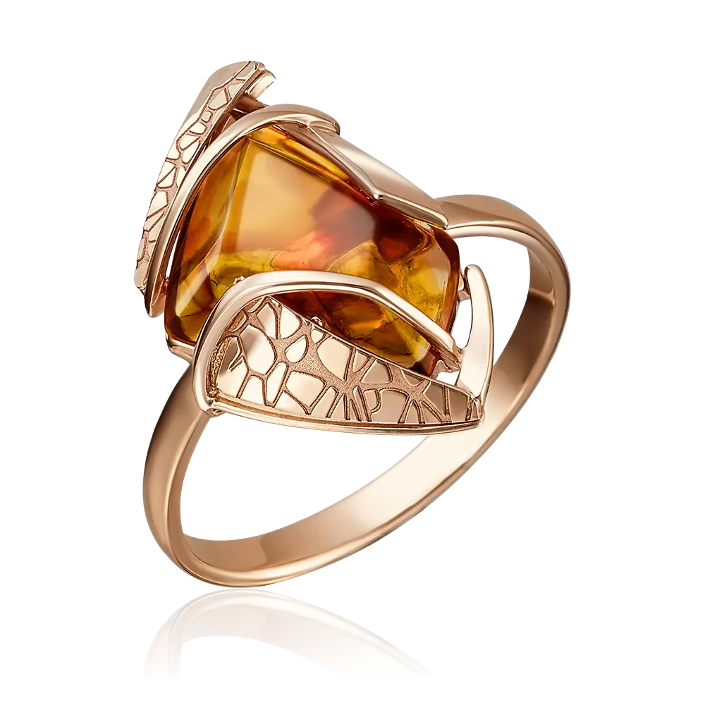 Кольцо из красного золота с янтарём 01-5118-00-271-1110-46
