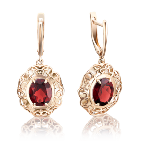 Серьги с английским замком из красного золота с гранатом 02-3663-00-204-1110-46