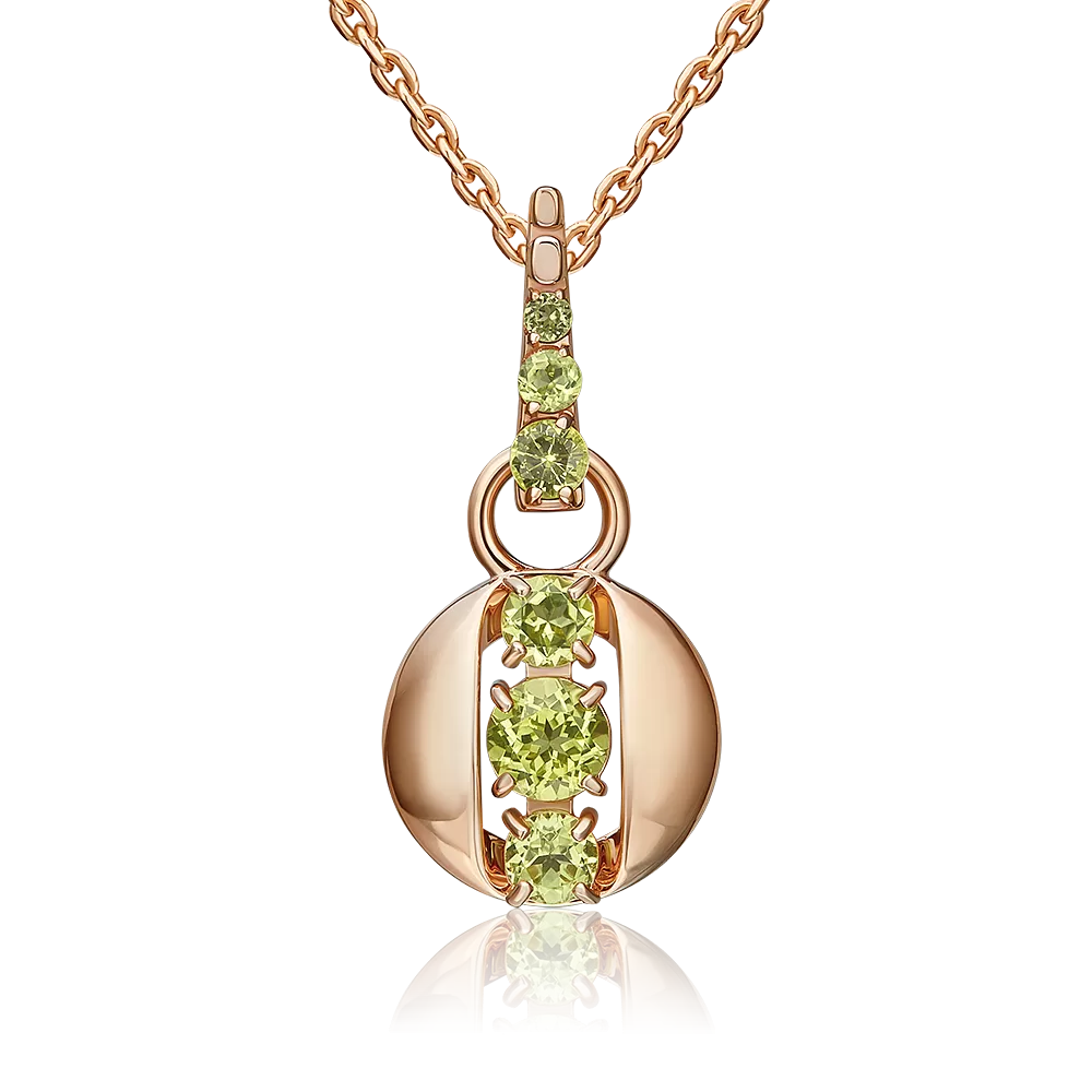 Подвеска из красного золота с хризолитами 03-3570-00-205-1110