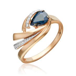 Кольцо из красного золота с сапфиром и бриллиантами 01-5866-00-105-1110