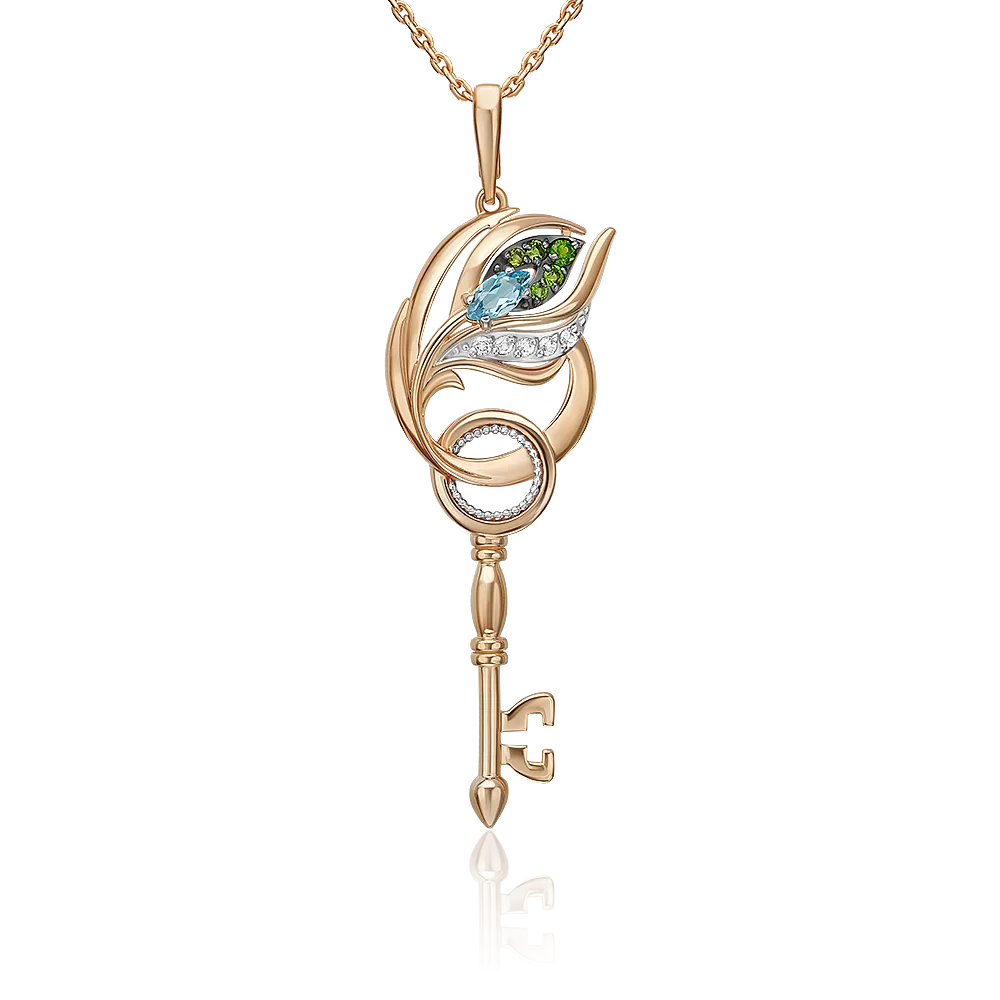 Подвеска «Секрет счастья» из комбинированного золота с миксом камней 03-3510-00-713-1111