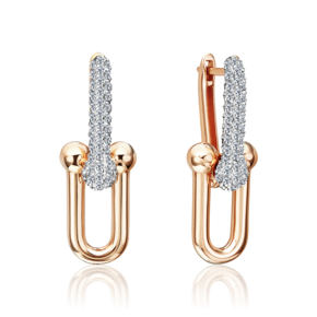 Серьги с английским замком из красного золота с фианитами 02-5554-00-401-1110