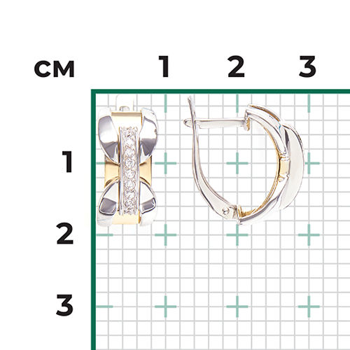 Серьги с английским замком из комбинированного золота с фианитами 02-4573-00-401-1121-65