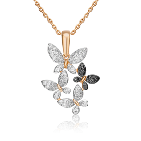 Подвеска «Стайка бабочек» из красного золота с фианитами 03-2128-00-403-1110-24