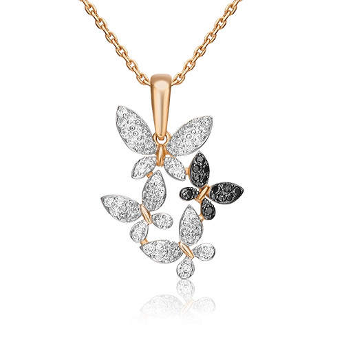 Подвеска «Стайка бабочек» из красного золота с фианитами 03-2128-00-403-1110-24