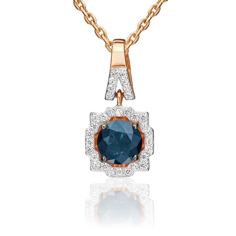 Подвеска из красного золота с сапфиром и бриллиантами 03-0486-00-105-1110-30