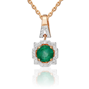 Подвеска из красного золота с изумрудом и бриллиантами 03-0486-00-106-1110-30