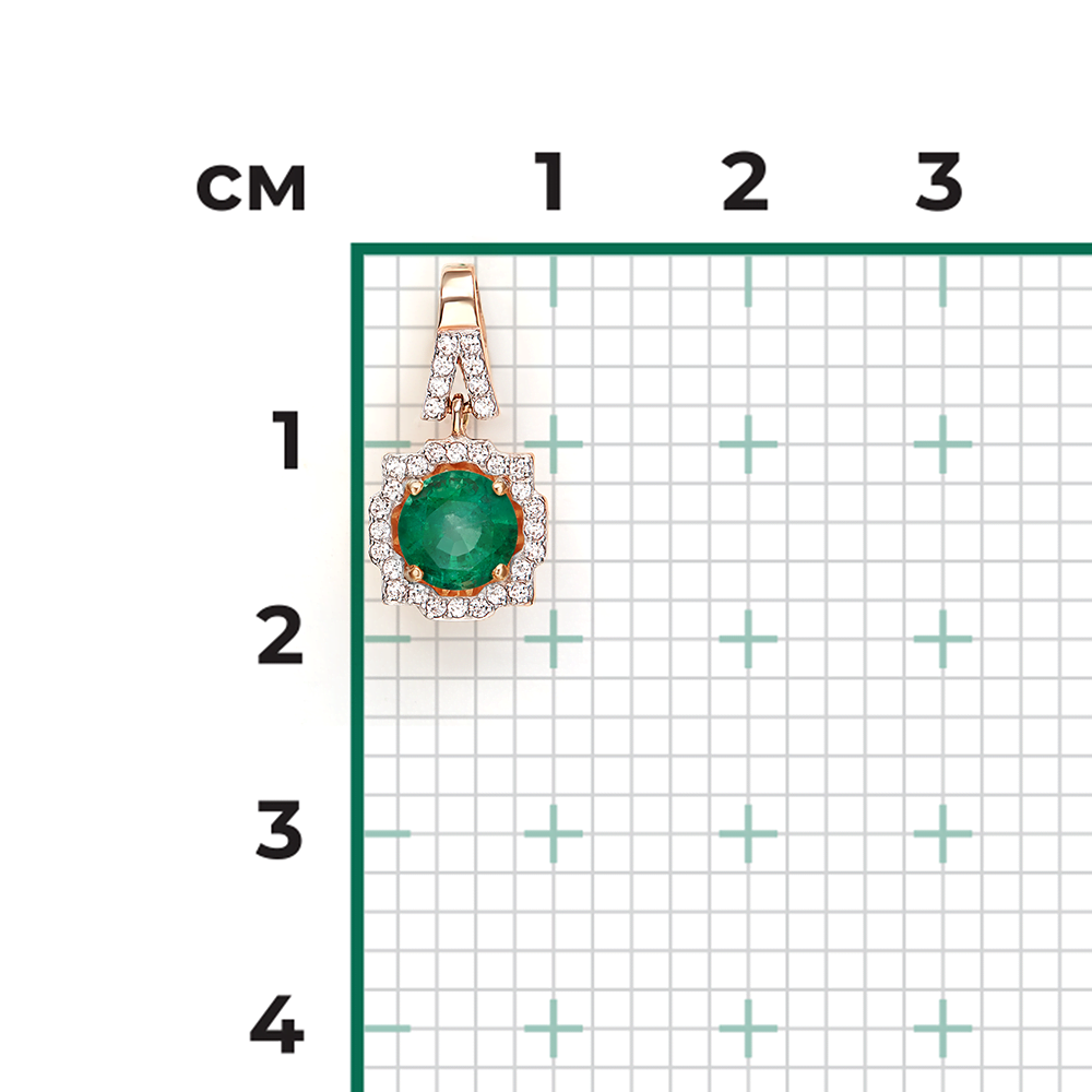 Подвеска из красного золота с изумрудом и бриллиантами 03-0486-00-106-1110-30