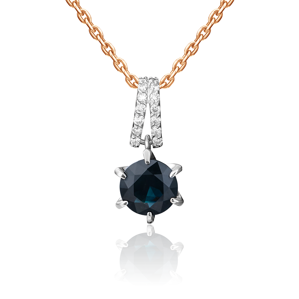 Подвеска из комбинированного золота с сапфиром и бриллиантами 03-0482-00-105-1111-30