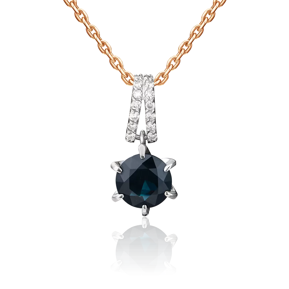 Подвеска из комбинированного золота с сапфиром и бриллиантами 03-0482-00-105-1111-30