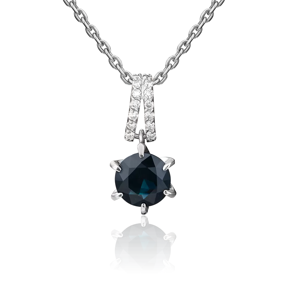 Подвеска из белого золота с сапфиром и бриллиантами 03-0483-00-105-1120-30
