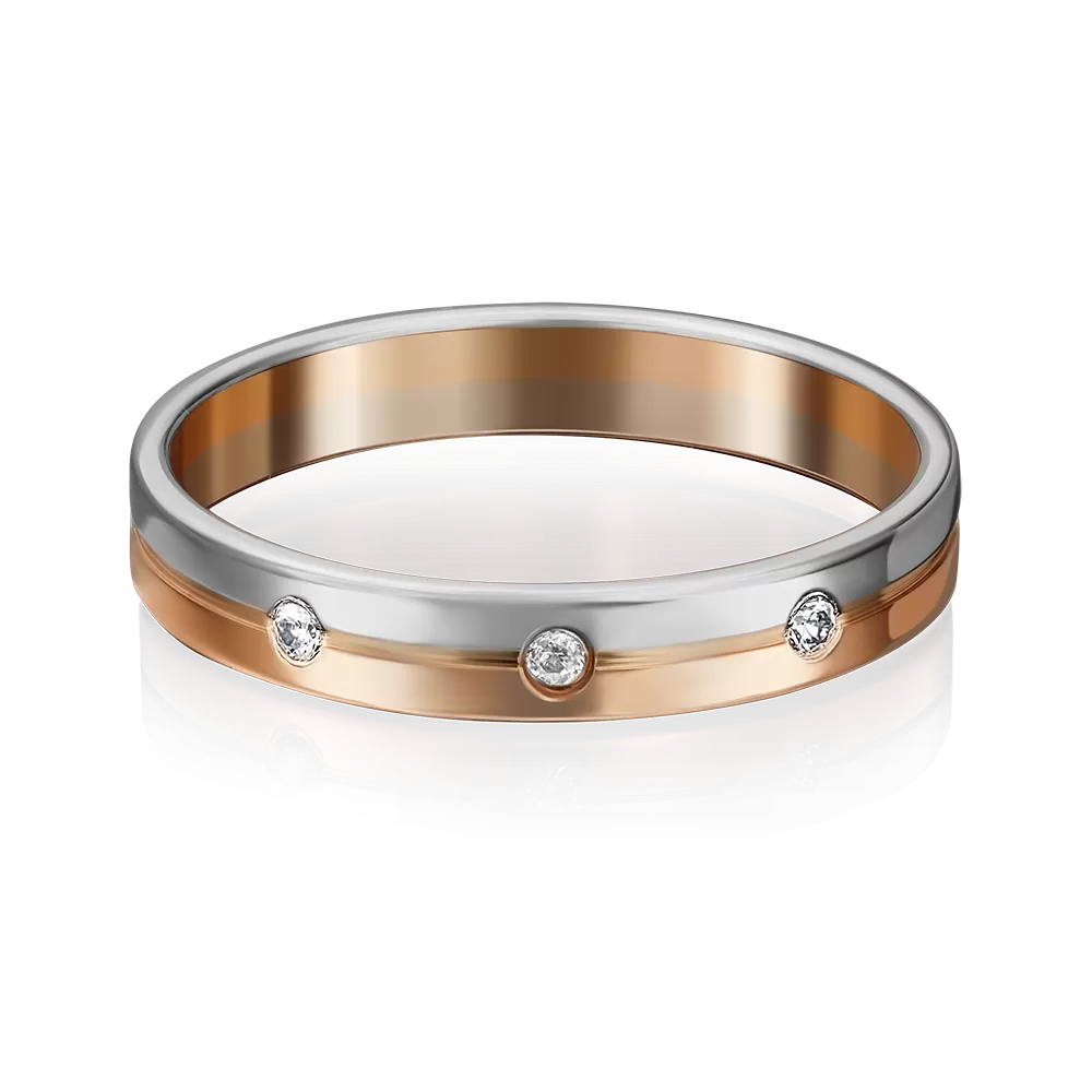 Обручальное кольцо из комбинированного золота с бриллиантами 01-3507-00-101-1111-30