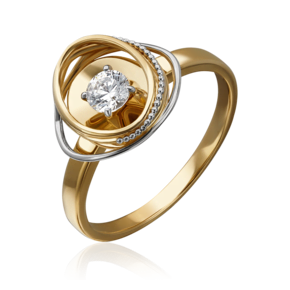 Кольцо из лимонного золота с фианитом 01-5242-00-501-1130-38