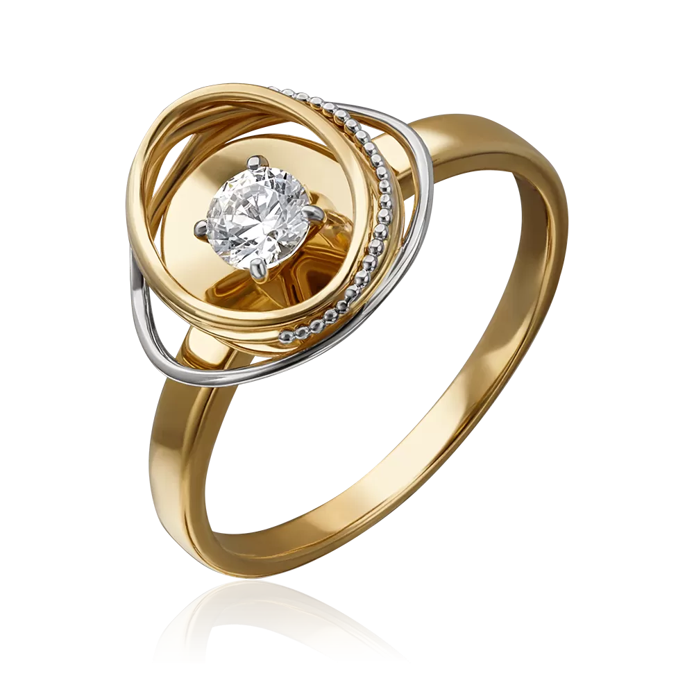 Кольцо из лимонного золота с фианитом 01-5242-00-501-1130-38