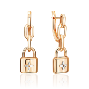 Серьги «Замки» с английским замком из комбинированного золота 02-5550-00-000-1111