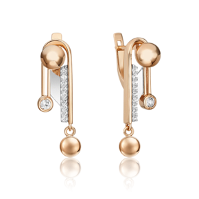 Серьги «Стильная фантазия» из комбинированного золота с натуральными топазами white 02-4826-00-201-1111