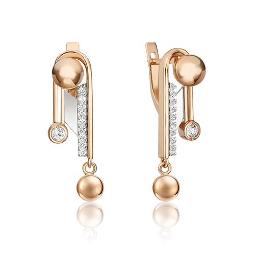 Серьги «Стильная фантазия» из комбинированного золота с натуральными топазами white 02-4826-00-201-1111