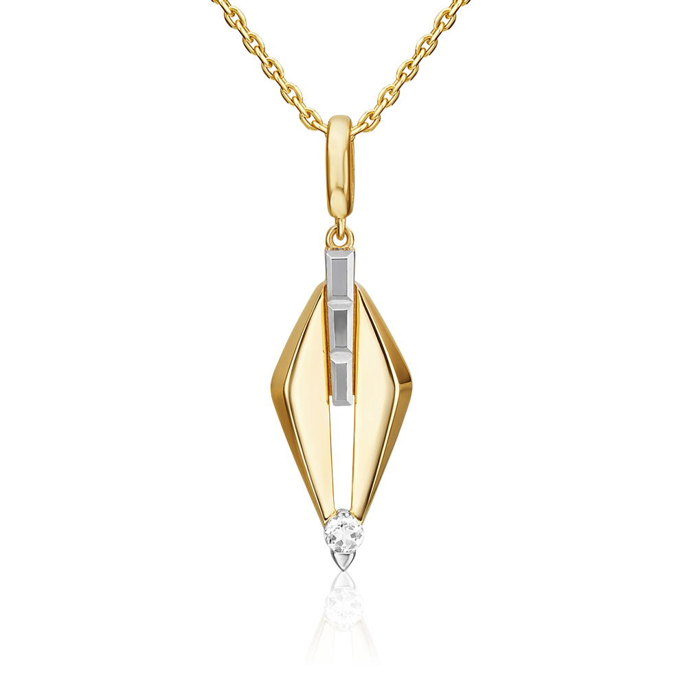Подвеска из комбинированного золота с натуральным топазом white 03-3369-00-201-1121