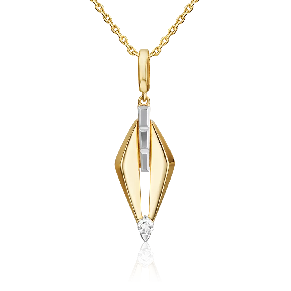 Подвеска из комбинированного золота с натуральным топазом white 03-3369-00-201-1121