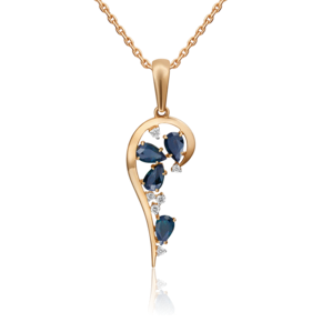 Подвеска из красного золота с сапфирами и бриллиантами 03-0524-00-105-1110-30