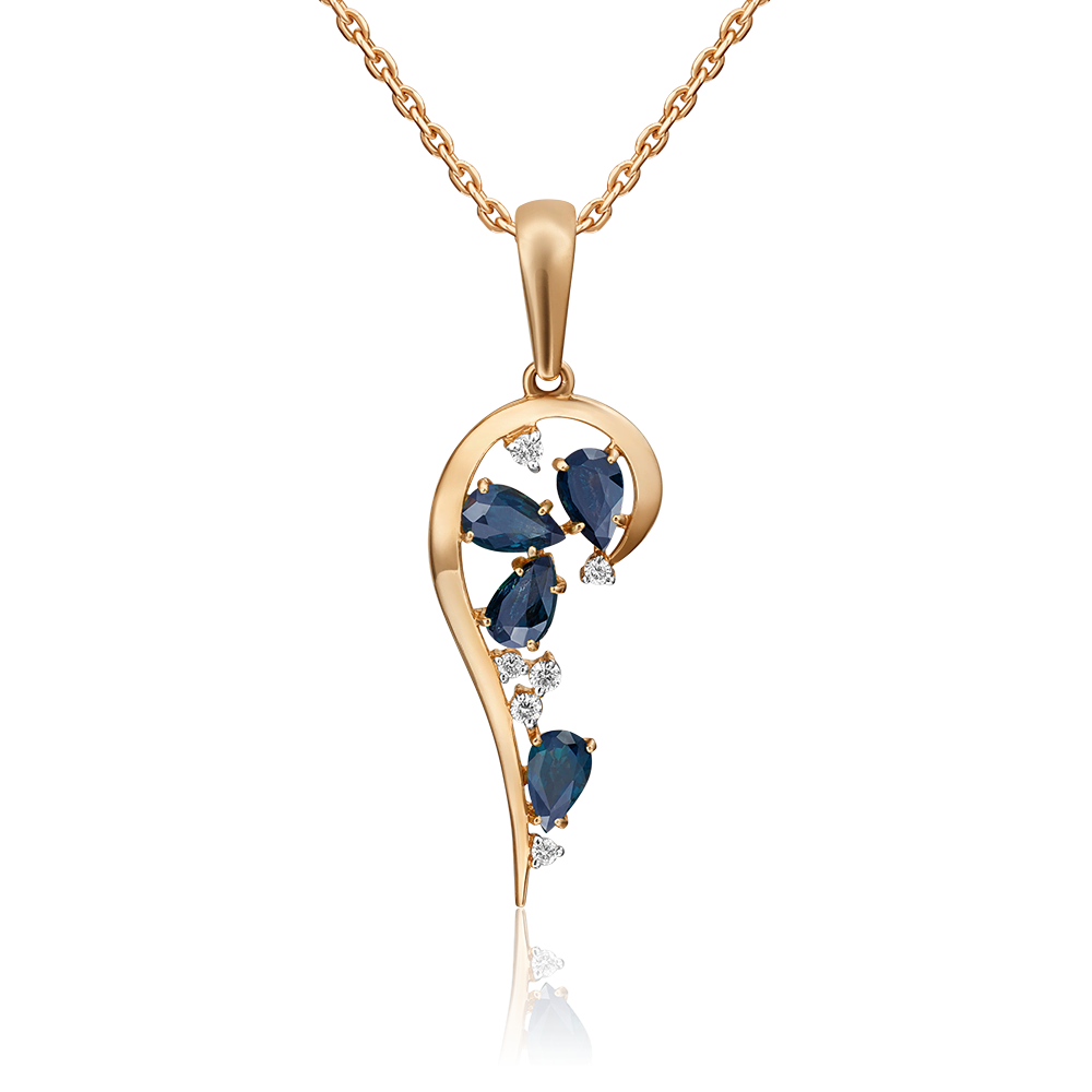 Подвеска из красного золота с сапфирами и бриллиантами 03-0524-00-105-1110-30