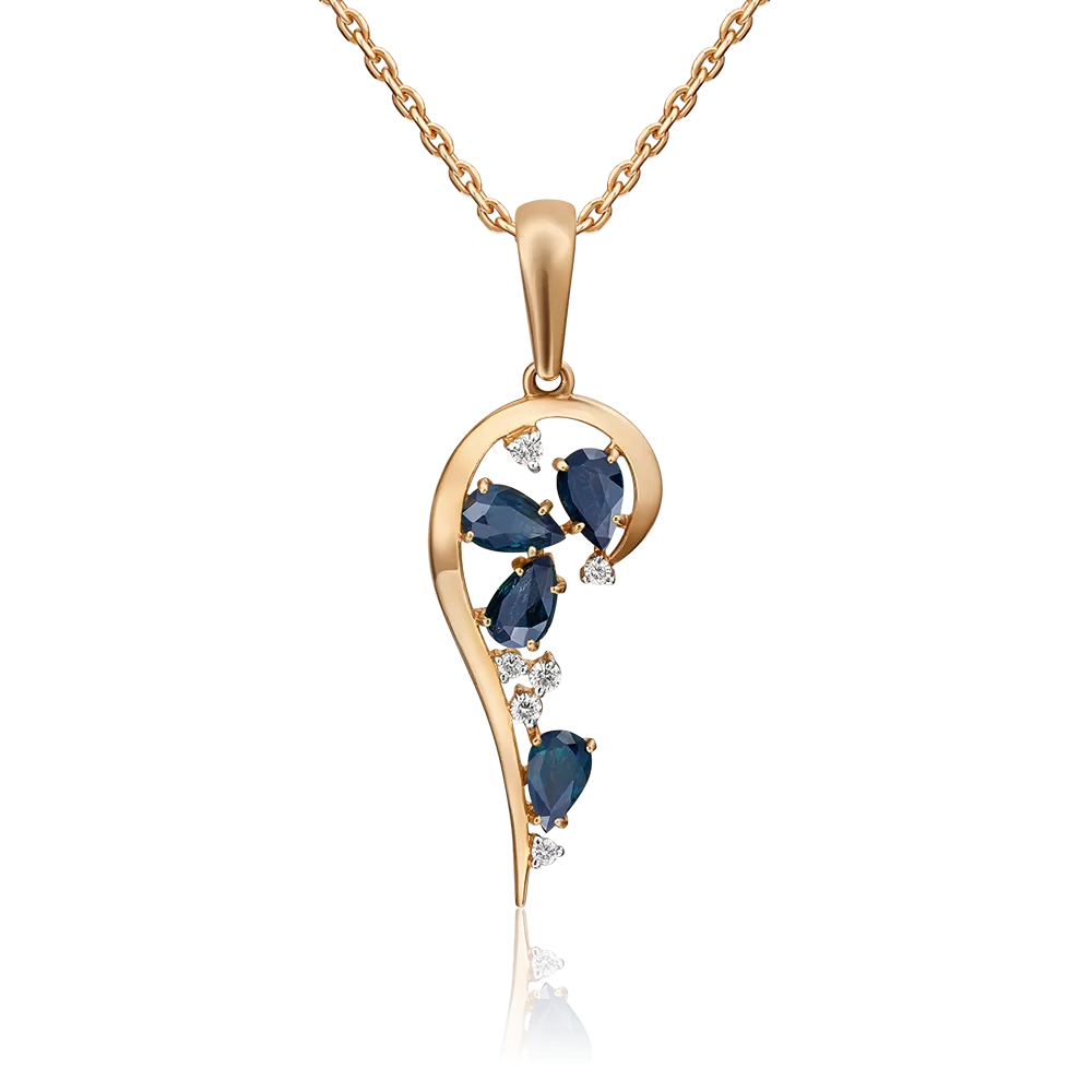 Подвеска из красного золота с сапфирами и бриллиантами 03-0524-00-105-1110-30
