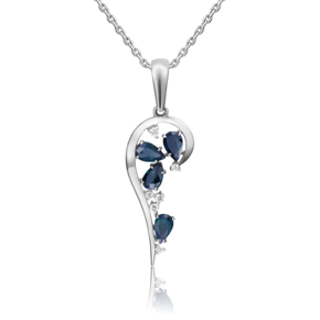 Подвеска из белого золота с сапфирами и бриллиантами 03-0524-00-105-1120-30