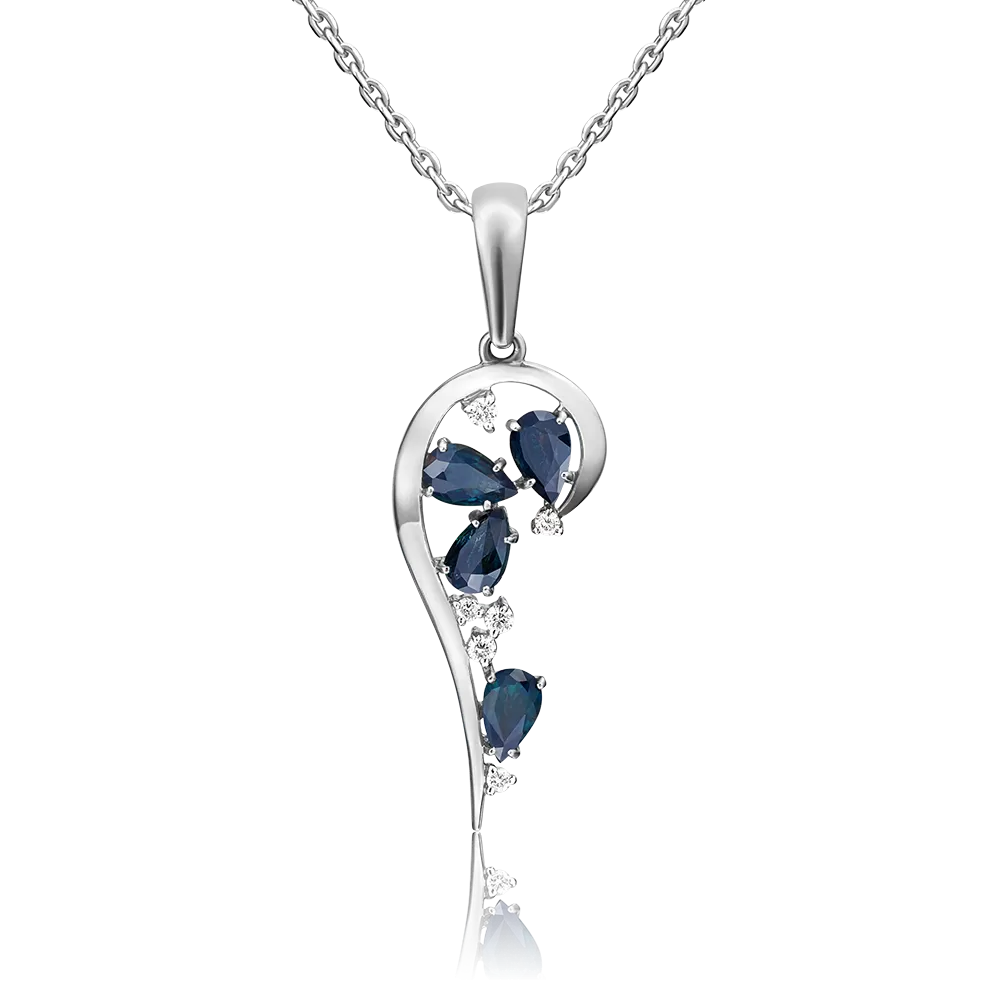 Подвеска из белого золота с сапфирами и бриллиантами 03-0524-00-105-1120-30