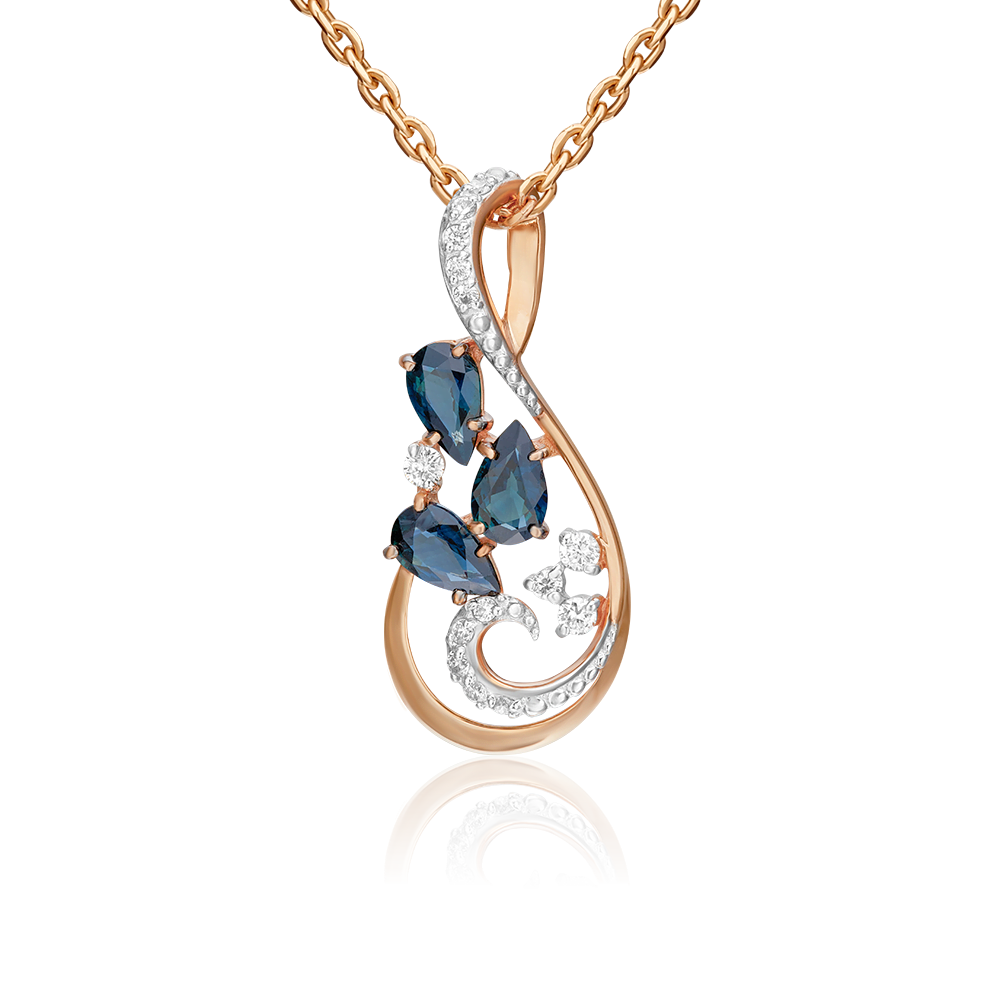 Подвеска из красного золота с сапфирами и бриллиантами 03-0525-00-105-1110-30